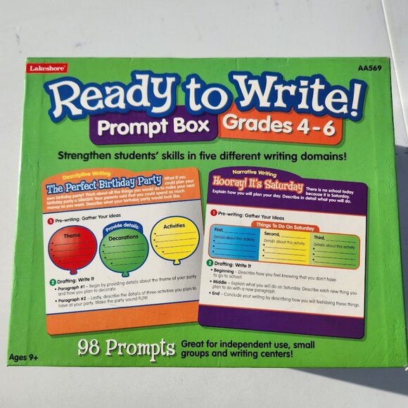 Lakeshore Ready to Write! Prompt Box Grade 4-6 AA569 Writing Prompts School Supp - Picture 10 of 14
